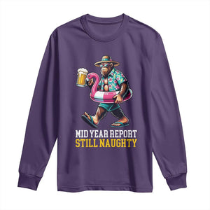 Mid-Year Report Still Naughty Long Sleeve Shirt Funny Bigfoot Drinking Beer Christmas in July