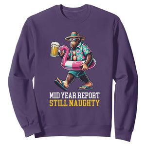 Mid-Year Report Still Naughty Sweatshirt Funny Bigfoot Drinking Beer Christmas in July TS14 Purple Print Your Wear