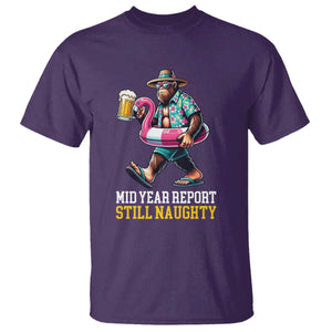 Mid-Year Report Still Naughty T Shirt Funny Bigfoot Drinking Beer Christmas in July
