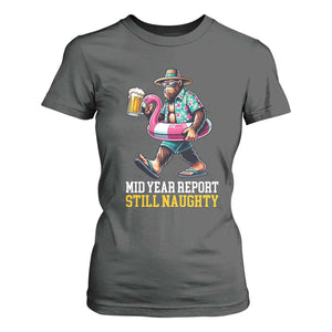 Mid-Year Report Still Naughty T Shirt For Women Funny Bigfoot Drinking Beer Christmas in July