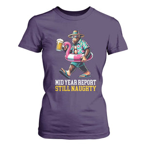 Mid-Year Report Still Naughty T Shirt For Women Funny Bigfoot Drinking Beer Christmas in July