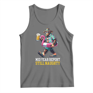 Mid-Year Report Still Naughty Tank Top Funny Bigfoot Drinking Beer Christmas in July