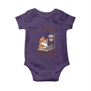 Funny Cat Drinking Coffee Baby Onesie I Dont Care What Day It Is Its Early I Want Coffee TS14 Purple Print Your Wear