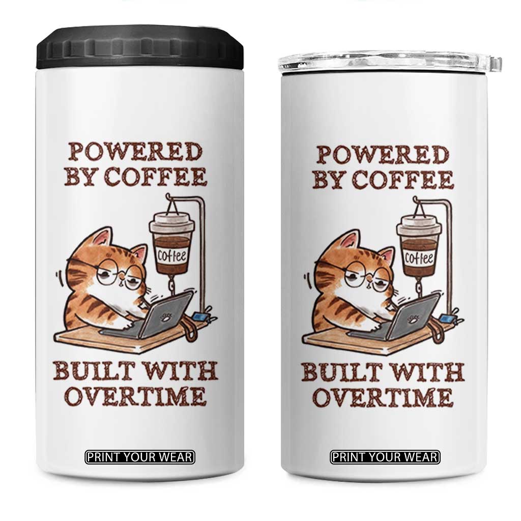 Funny Cat Drinking Coffee 4 in 1 Can Cooler Tumbler I Dont Care What Day It Is Its Early I Want Coffee TS14 One Size: 16 oz White Print Your Wear