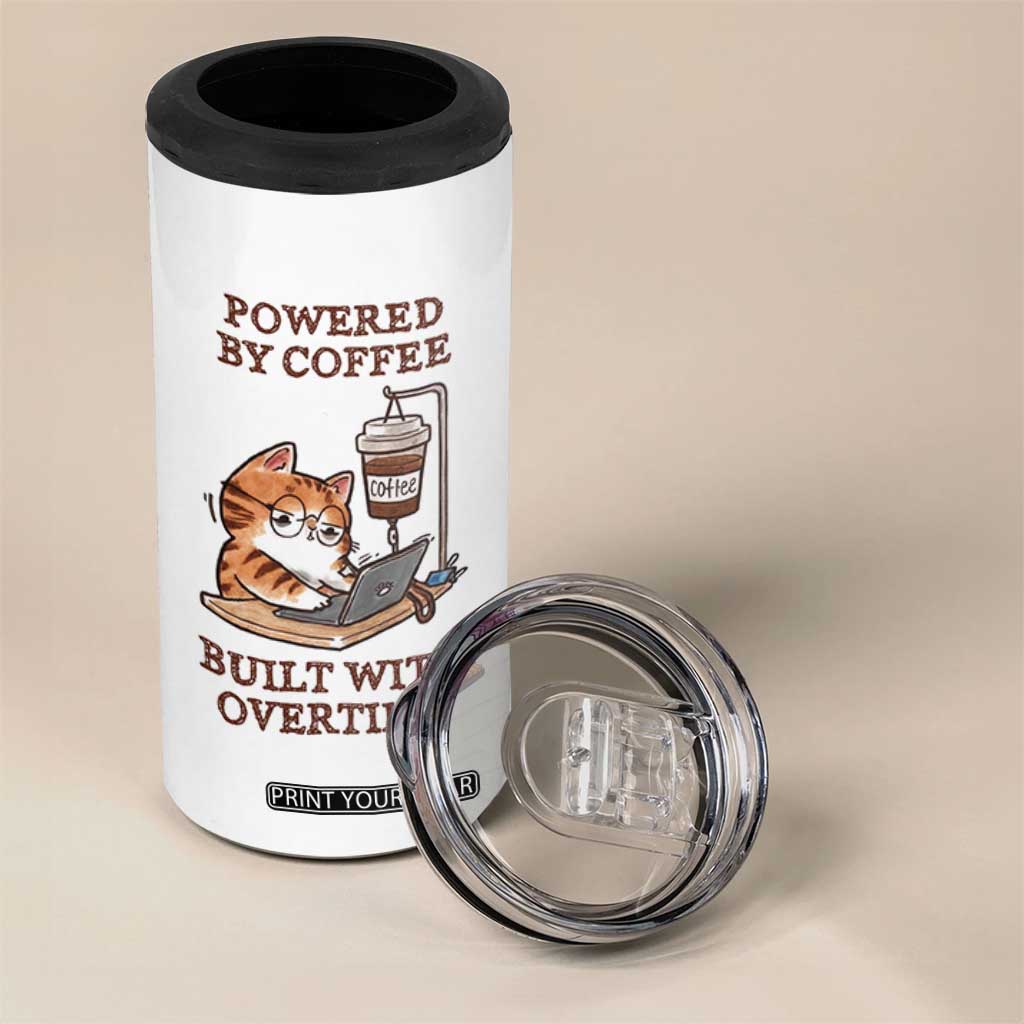 Funny Cat Drinking Coffee 4 in 1 Can Cooler Tumbler I Dont Care What Day It Is Its Early I Want Coffee TS14 Print Your Wear
