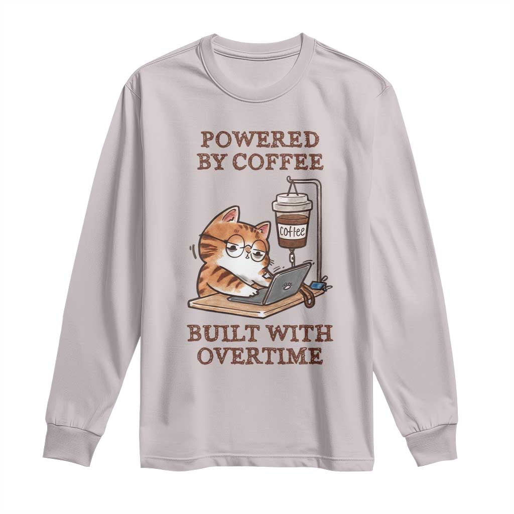 Funny Cat Drinking Coffee Long Sleeve Shirt I Dont Care What Day It Is Its Early I Want Coffee TS14 Ice Gray Print Your Wear