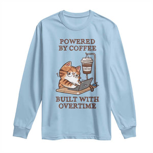 Funny Cat Drinking Coffee Long Sleeve Shirt I Dont Care What Day It Is Its Early I Want Coffee TS14 Light Blue Print Your Wear