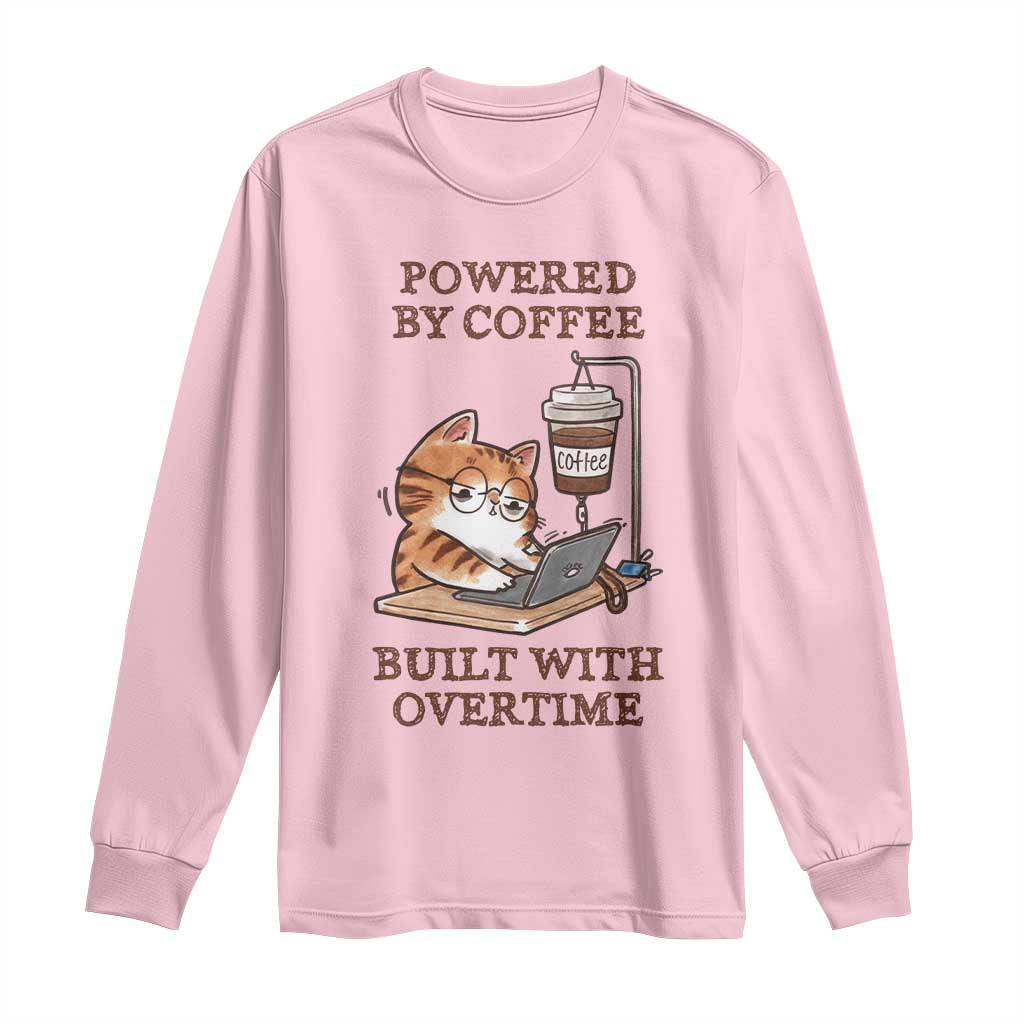 Funny Cat Drinking Coffee Long Sleeve Shirt I Dont Care What Day It Is Its Early I Want Coffee TS14 Light Pink Print Your Wear