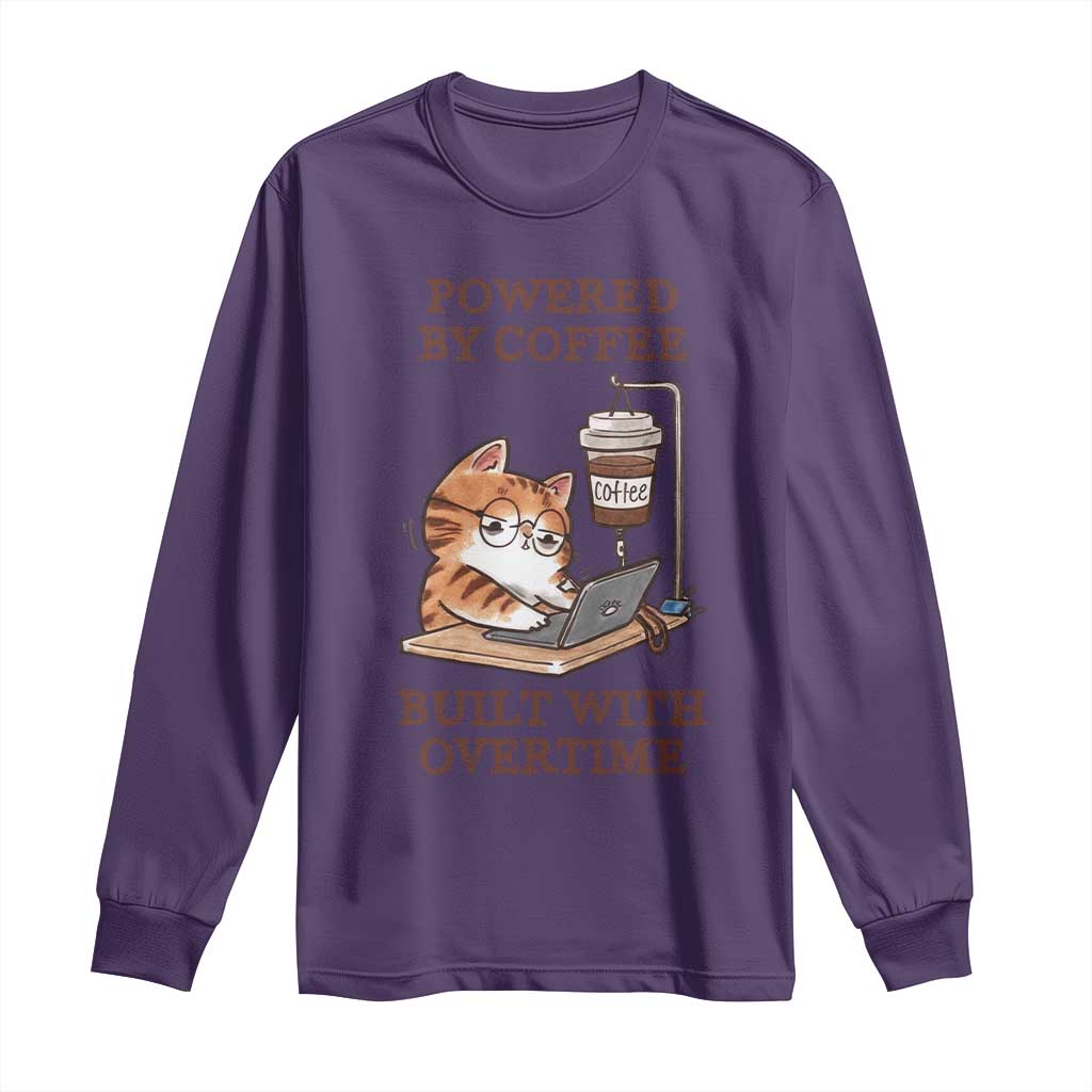 Funny Cat Drinking Coffee Long Sleeve Shirt I Dont Care What Day It Is Its Early I Want Coffee TS14 Purple Print Your Wear
