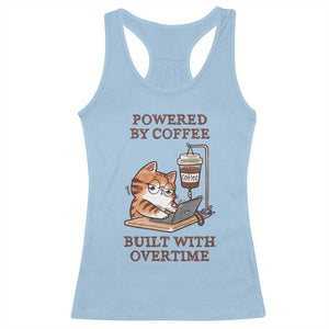 Funny Cat Drinking Coffee Racerback Tank Top I Dont Care What Day It Is Its Early I Want Coffee TS14 Light Blue Print Your Wear