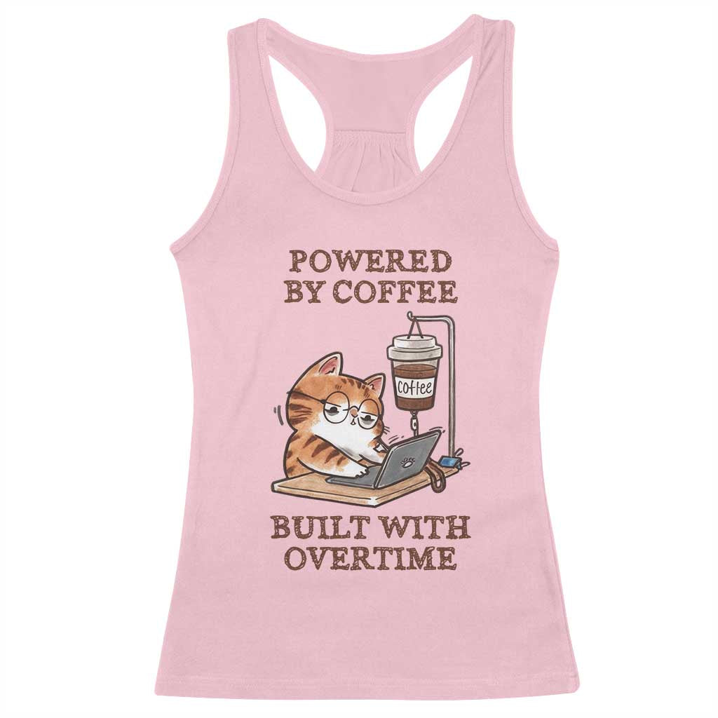 Funny Cat Drinking Coffee Racerback Tank Top I Dont Care What Day It Is Its Early I Want Coffee TS14 Light Pink Print Your Wear