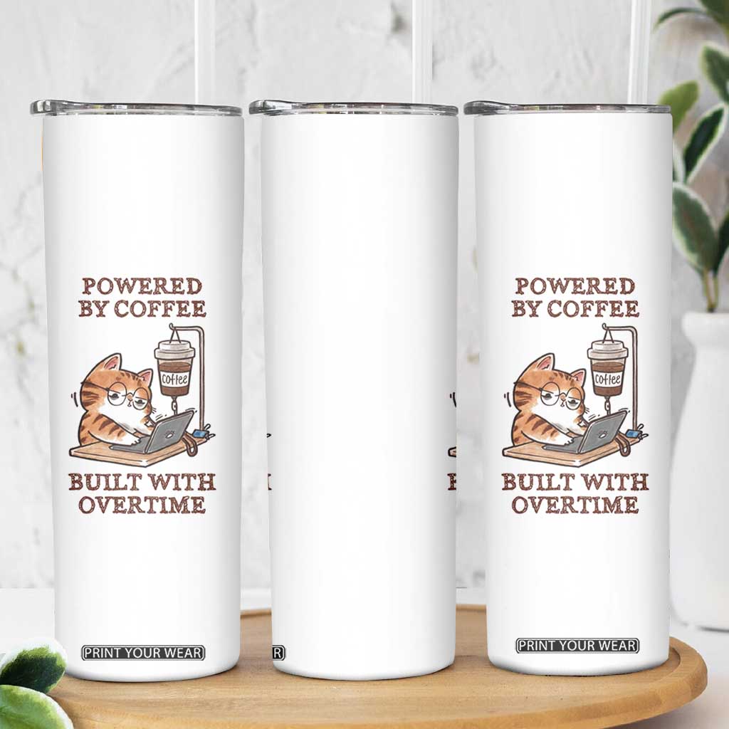 Funny Cat Drinking Coffee Skinny Tumbler I Dont Care What Day It Is Its Early I Want Coffee TS14 Print Your Wear