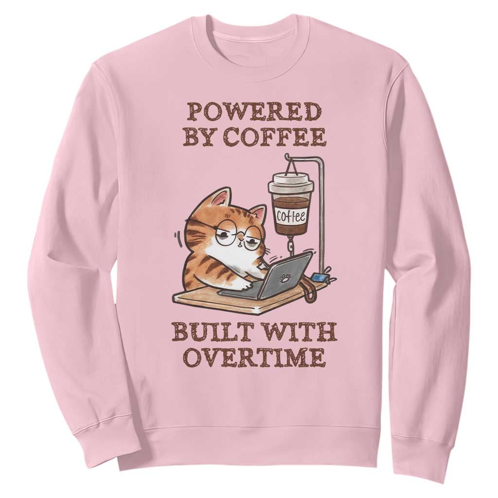 Funny Cat Drinking Coffee Sweatshirt I Dont Care What Day It Is Its Early I Want Coffee TS14 Light Pink Print Your Wear