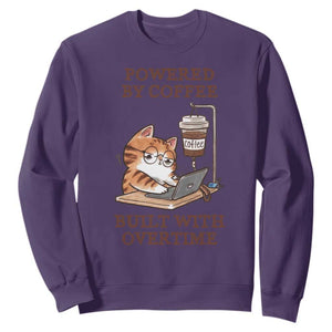 Funny Cat Drinking Coffee Sweatshirt I Dont Care What Day It Is Its Early I Want Coffee TS14 Purple Print Your Wear