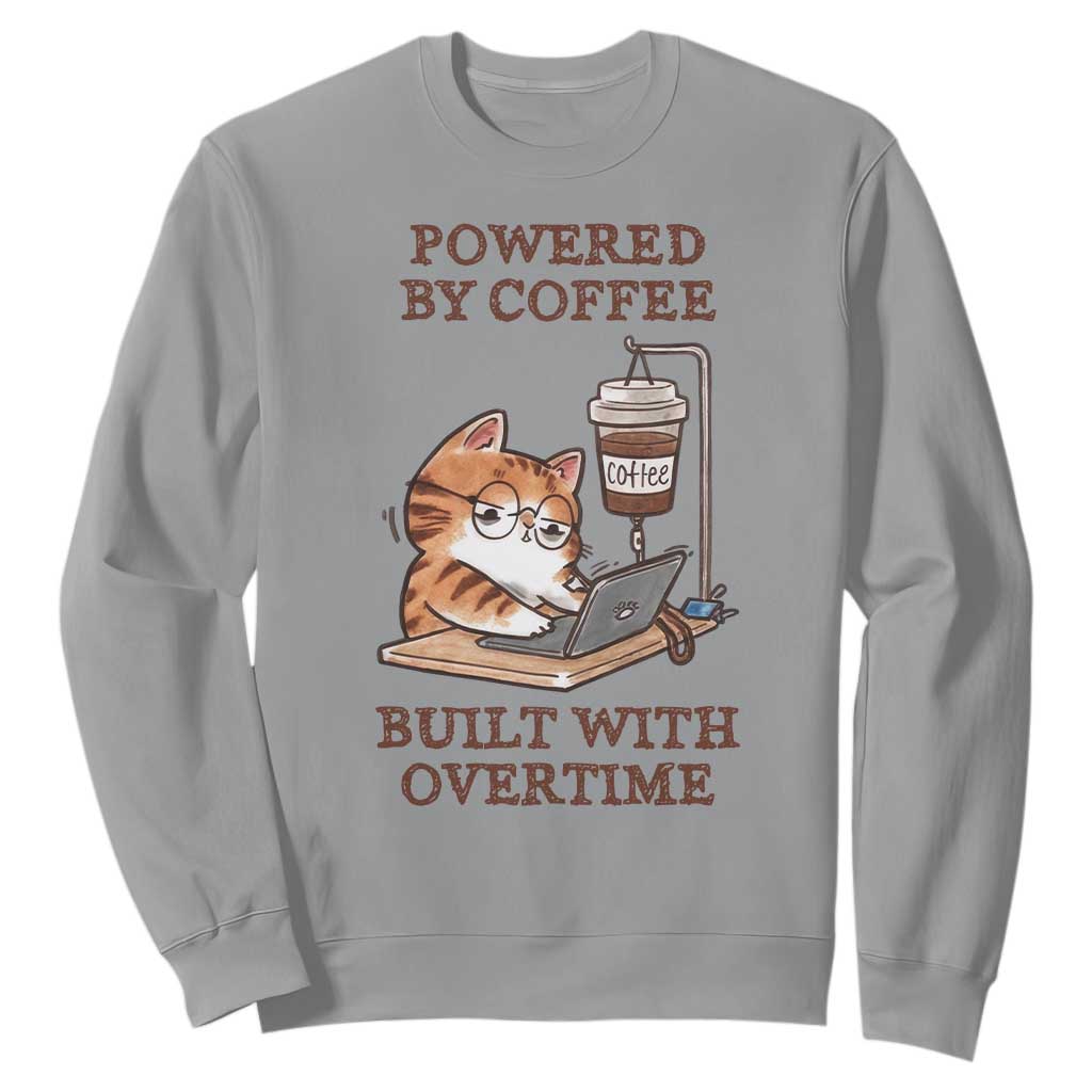 Funny Cat Drinking Coffee Sweatshirt I Dont Care What Day It Is Its Early I Want Coffee TS14 Sport Gray Print Your Wear