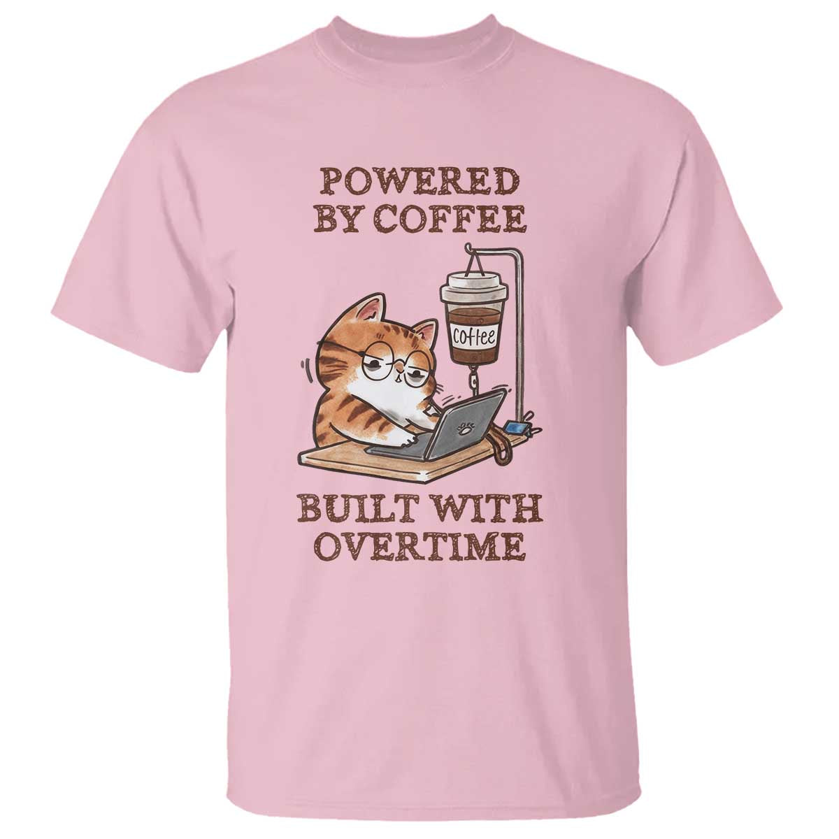 Funny Cat Drinking Coffee T Shirt I Dont Care What Day It Is Its Early I Want Coffee TS14 Light Pink Print Your Wear