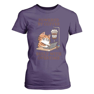 Funny Cat Drinking Coffee T Shirt For Women I Dont Care What Day It Is Its Early I Want Coffee TS14 Purple Print Your Wear