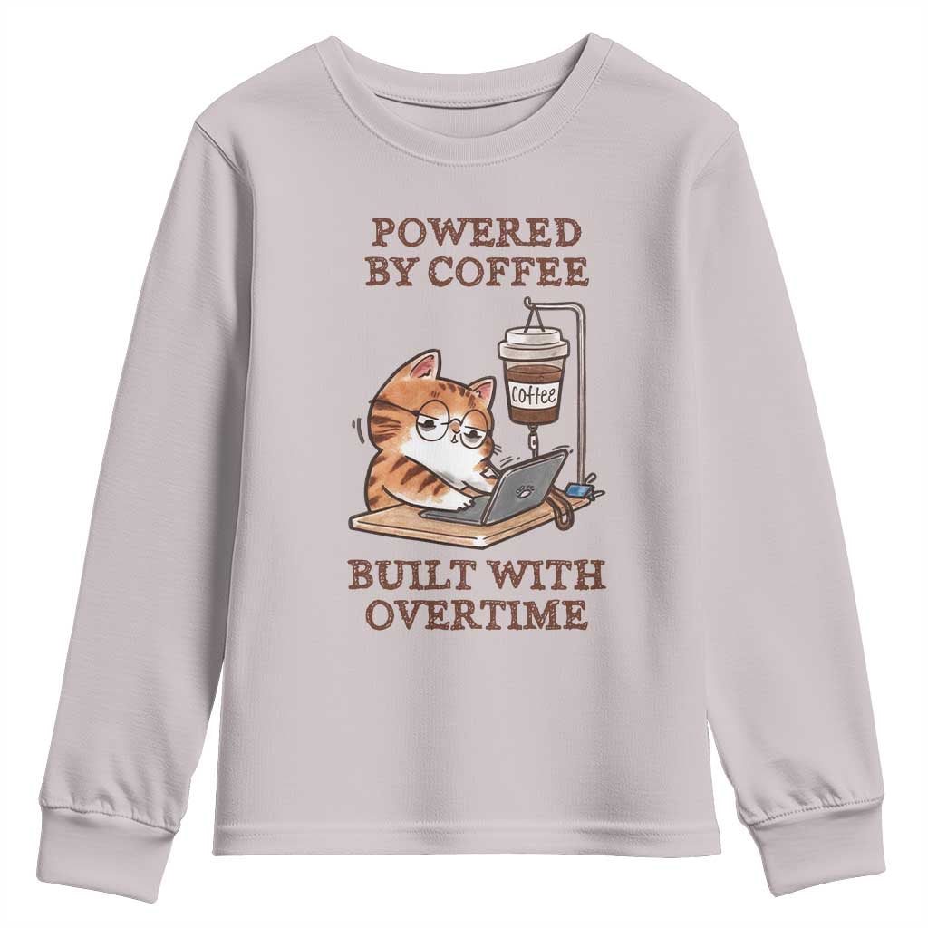 Funny Cat Drinking Coffee Youth Sweatshirt I Dont Care What Day It Is Its Early I Want Coffee TS14 Ice Gray Print Your Wear