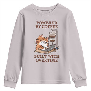 Funny Cat Drinking Coffee Youth Sweatshirt I Dont Care What Day It Is Its Early I Want Coffee TS14 Ice Gray Print Your Wear