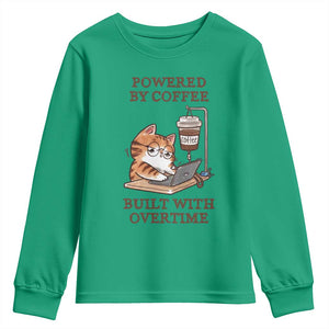 Funny Cat Drinking Coffee Youth Sweatshirt I Dont Care What Day It Is Its Early I Want Coffee TS14 Irish Green Print Your Wear