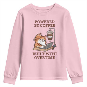 Funny Cat Drinking Coffee Youth Sweatshirt I Dont Care What Day It Is Its Early I Want Coffee TS14 Light Pink Print Your Wear