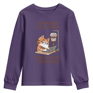 Funny Cat Drinking Coffee Youth Sweatshirt I Dont Care What Day It Is Its Early I Want Coffee TS14 Purple Print Your Wear