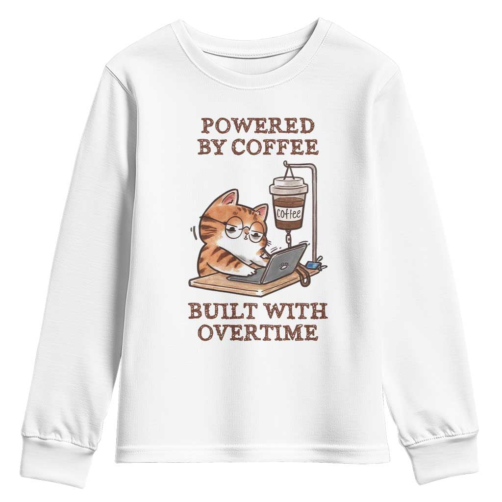 Funny Cat Drinking Coffee Youth Sweatshirt I Dont Care What Day It Is Its Early I Want Coffee TS14 White Print Your Wear