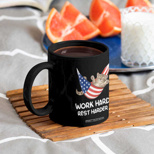 Funny Lazy Cat Coffee Mug Work Hard Rest Harder Cute Kitty Humor TS14 Print Your Wear