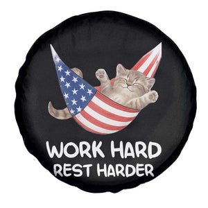 Funny Lazy Cat Spare Tire Cover Work Hard Rest Harder Cute Kitty Humor TS14 Print Your Wear