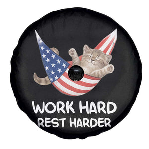 Funny Lazy Cat Spare Tire Cover Work Hard Rest Harder Cute Kitty Humor TS14 Print Your Wear