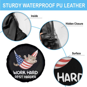 Funny Lazy Cat Spare Tire Cover Work Hard Rest Harder Cute Kitty Humor TS14 Print Your Wear