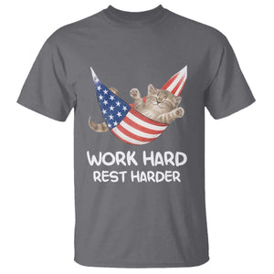 Funny Lazy Cat T Shirt Work Hard Rest Harder Cute Kitty Humor TS14 Charcoal Print Your Wear
