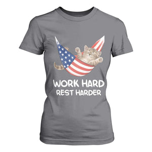Funny Lazy Cat T Shirt For Women Work Hard Rest Harder Cute Kitty Humor TS14 Charcoal Print Your Wear