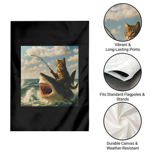 Funny Cat Riding Shark Garden Flag Fishing Fisherman Ocean Lover Humor TS14 Print Your Wear