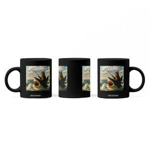 Funny Cat Riding Shark Coffee Mug Fishing Fisherman Ocean Lover Humor TS14 Print Your Wear