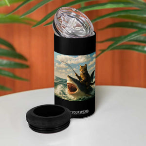 Funny Cat Riding Shark 4 in 1 Can Cooler Tumbler Fishing Fisherman Ocean Lover Humor TS14 Print Your Wear