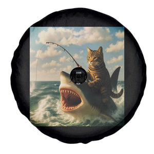 Funny Cat Riding Shark Spare Tire Cover Fishing Fisherman Ocean Lover Humor TS14 Print Your Wear
