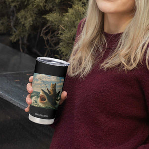 Funny Cat Riding Shark Tumbler Cup Fishing Fisherman Ocean Lover Humor TS14 Print Your Wear