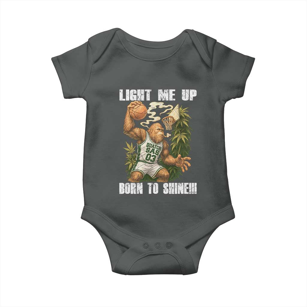 Funny Bigfoot Basketball Baby Onesie Light Me Up Born To Shine TS14 Dark Heather Print Your Wear
