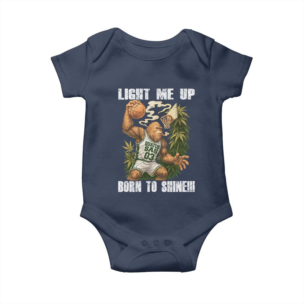Funny Bigfoot Basketball Baby Onesie Light Me Up Born To Shine TS14 Navy Print Your Wear