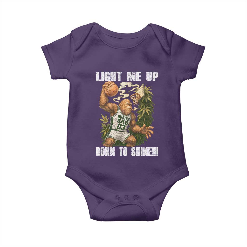 Funny Bigfoot Basketball Baby Onesie Light Me Up Born To Shine TS14 Purple Print Your Wear