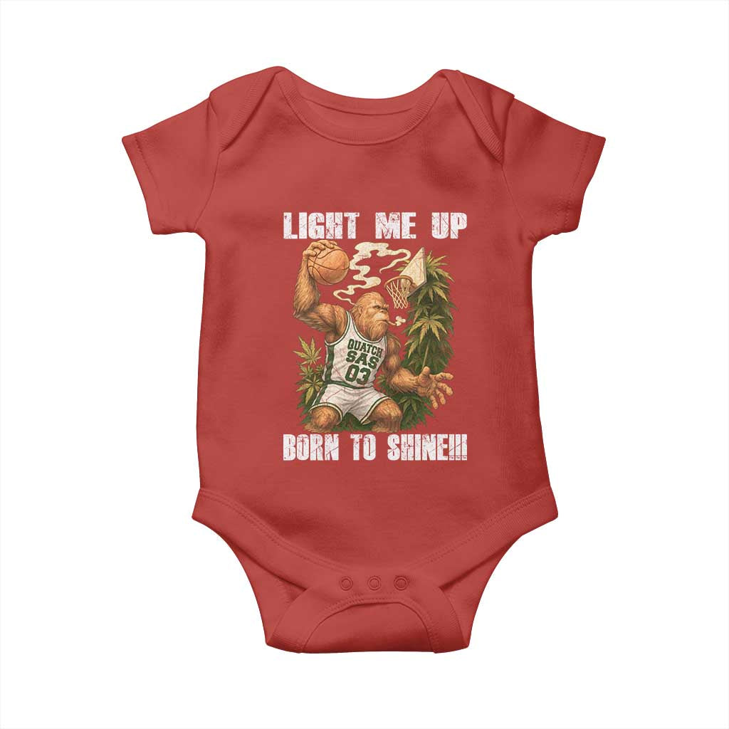 Funny Bigfoot Basketball Baby Onesie Light Me Up Born To Shine TS14 Red Print Your Wear