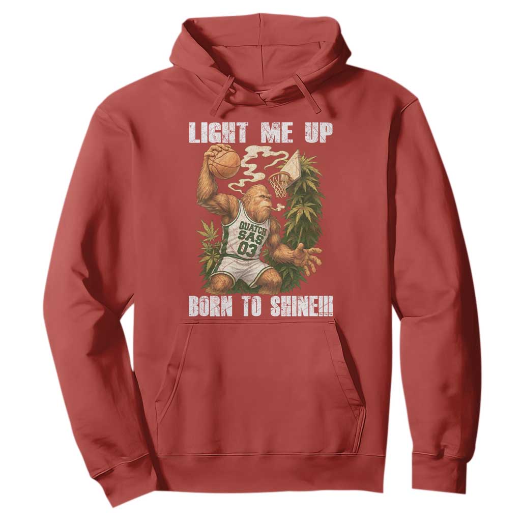 Funny Bigfoot Basketball Hoodie Light Me Up Born To Shine TS14 Red Print Your Wear