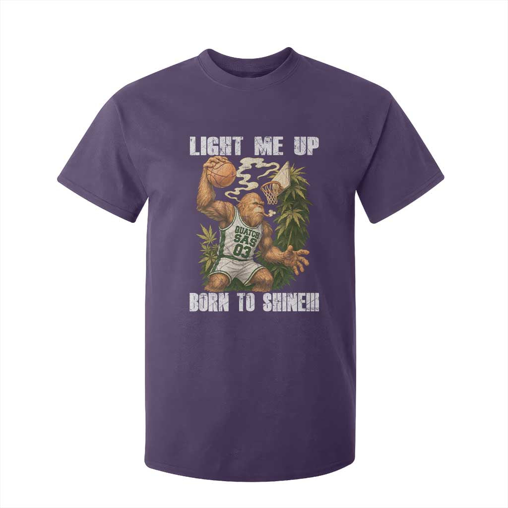Funny Bigfoot Basketball T Shirt For Kid Light Me Up Born To Shine TS14 Purple Print Your Wear