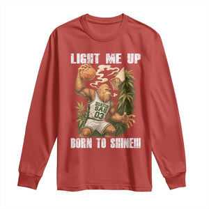 Funny Bigfoot Basketball Long Sleeve Shirt Light Me Up Born To Shine TS14 Red Print Your Wear