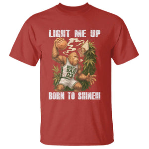 Funny Bigfoot Basketball T Shirt Light Me Up Born To Shine TS14 Red Print Your Wear