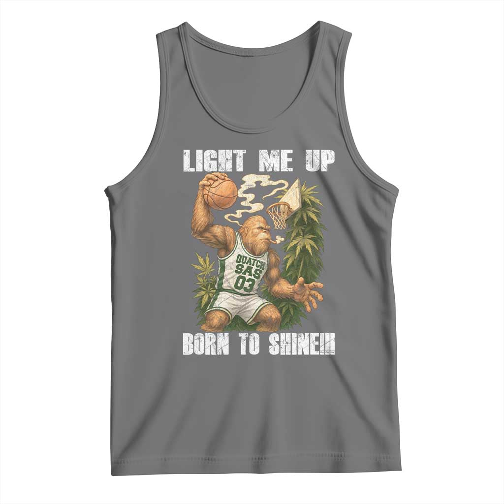 Funny Bigfoot Basketball Tank Top Light Me Up Born To Shine TS14 Black Heather Print Your Wear