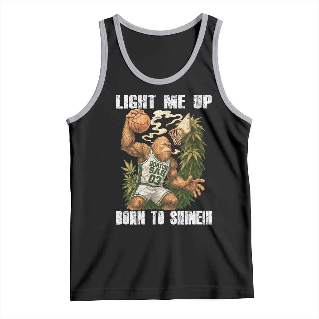Funny Bigfoot Basketball Tank Top Light Me Up Born To Shine TS14 Black Athletic Heather Print Your Wear