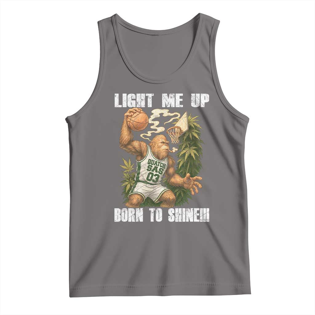 Funny Bigfoot Basketball Tank Top Light Me Up Born To Shine TS14 Deep Heather Print Your Wear
