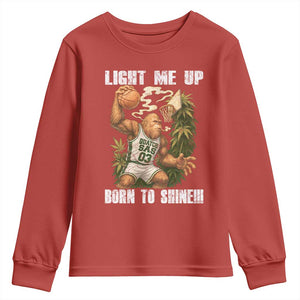 Funny Bigfoot Basketball Youth Sweatshirt Light Me Up Born To Shine TS14 Red Print Your Wear
